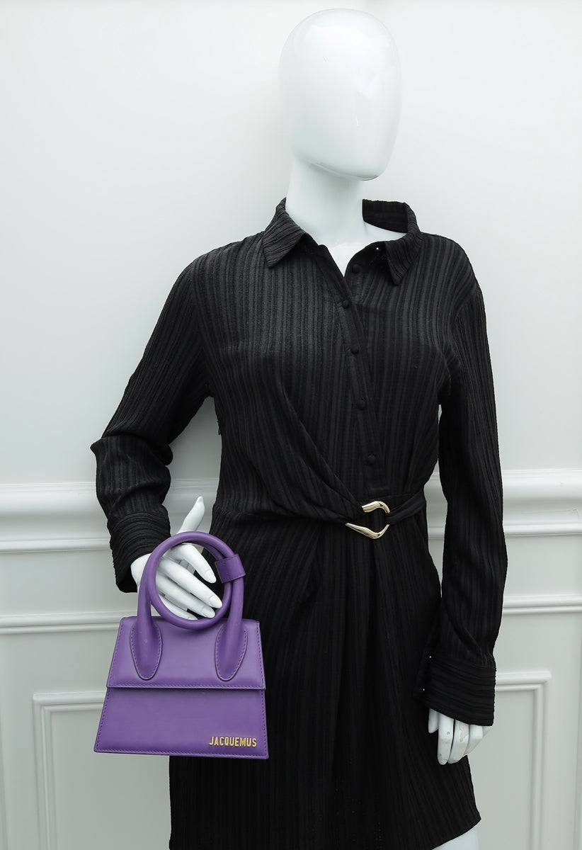 Jacquemus Purple Le Chiquito Noeud Le Raphia Coiled Handbag