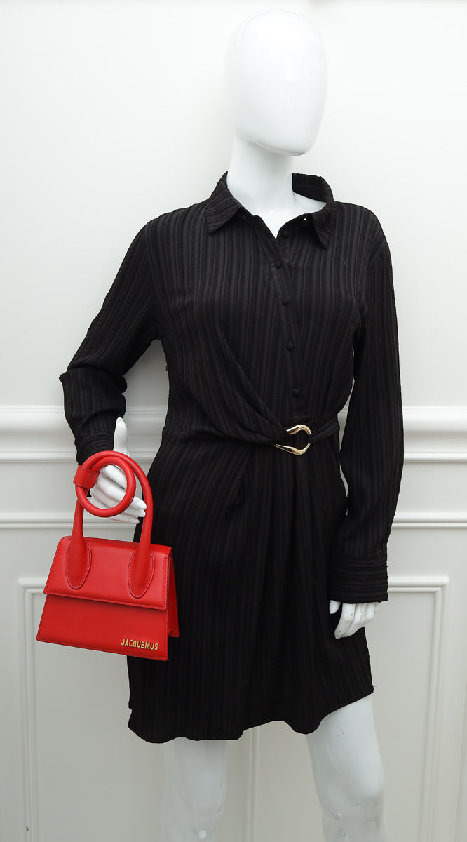 Jacquemus Red Le Chiquito Noeud Les Classiques Coiled Handle Bag