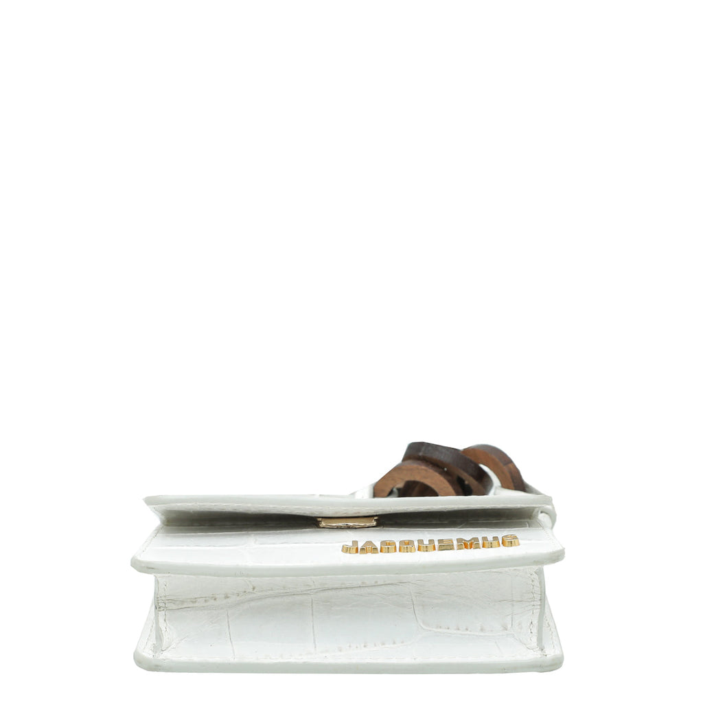 Jacquemus White Croc Embossed Le Petit Riviera Mini Bag