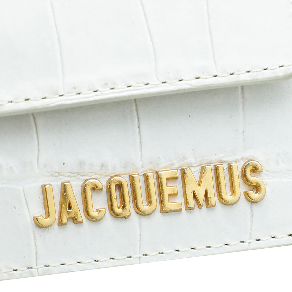 Jacquemus White Croc Embossed Le Petit Riviera Mini Bag