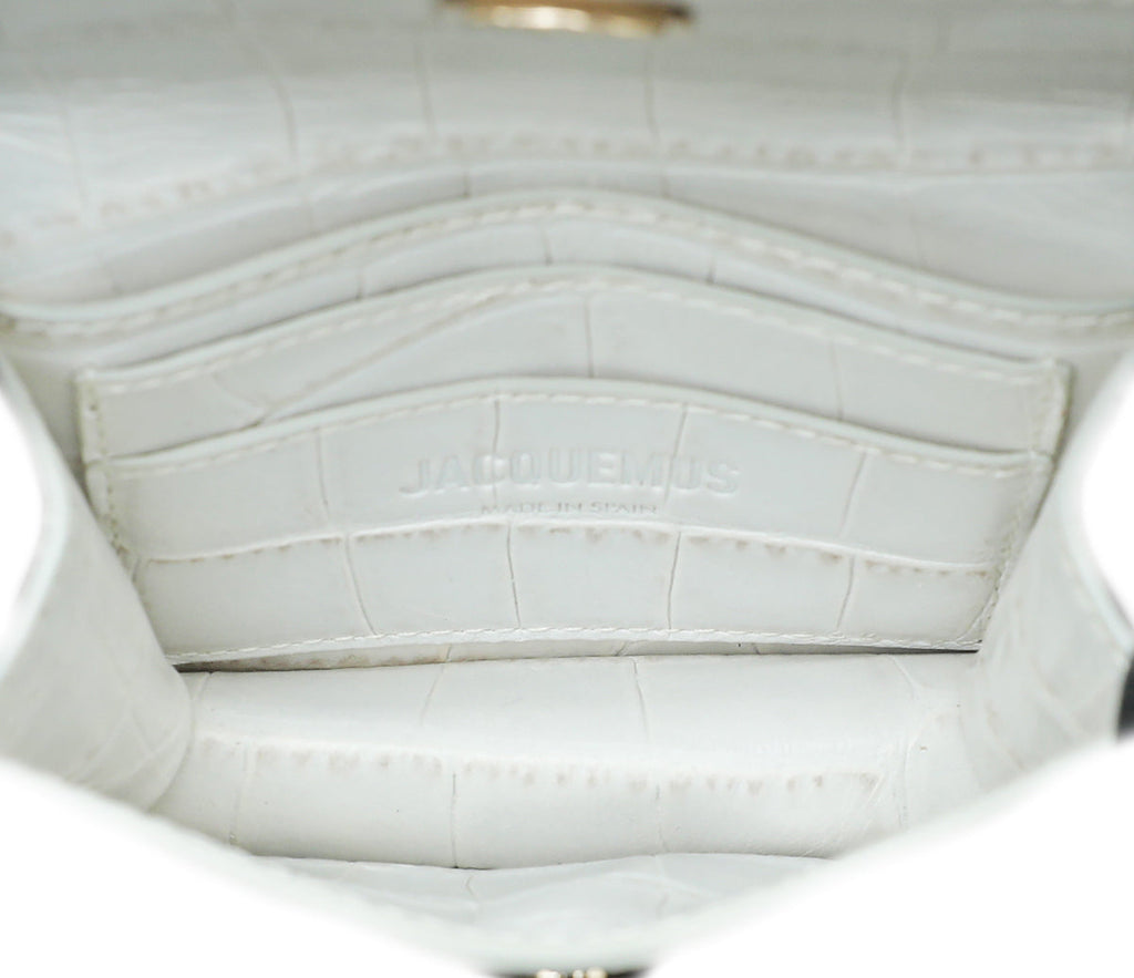 Jacquemus White Croc Embossed Le Petit Riviera Mini Bag