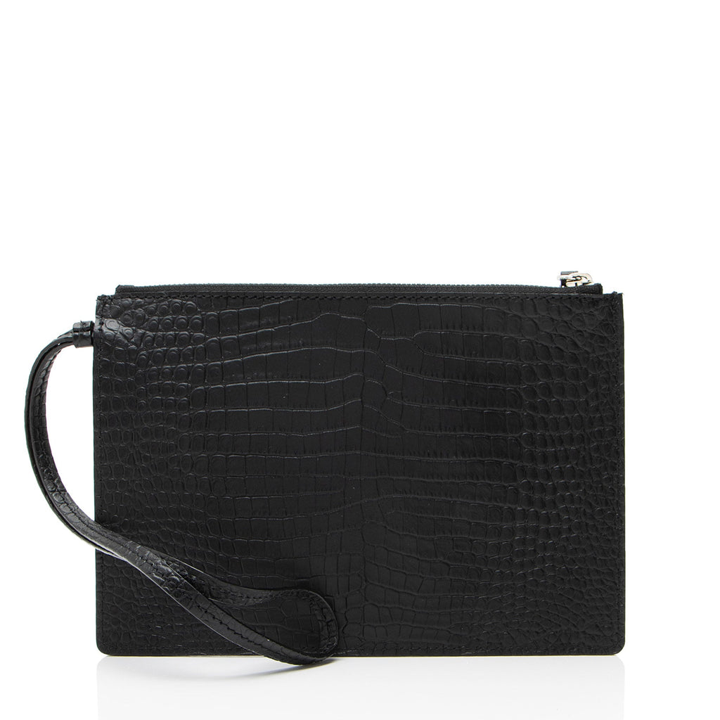 Jimmy Choo Croc Embossed Leather Pochette
