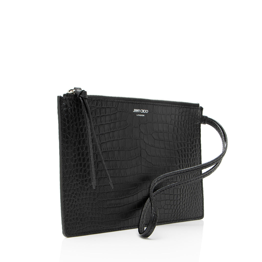 Jimmy Choo Croc Embossed Leather Pochette