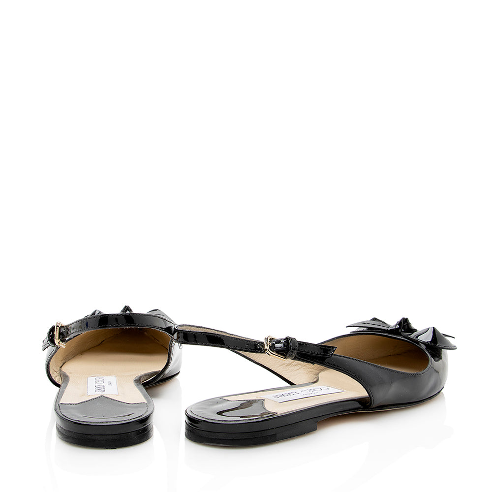 Jimmy Choo Patent Leather Blare Bow Flats - Size 9 / 39 (SHF-17941)