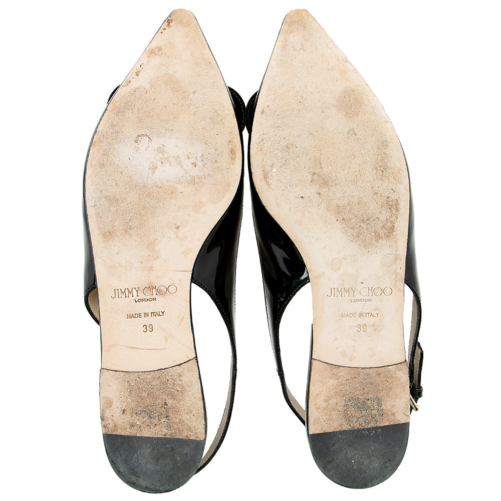 Jimmy Choo Patent Leather Blare Bow Flats - Size 9 / 39 (SHF-17941)