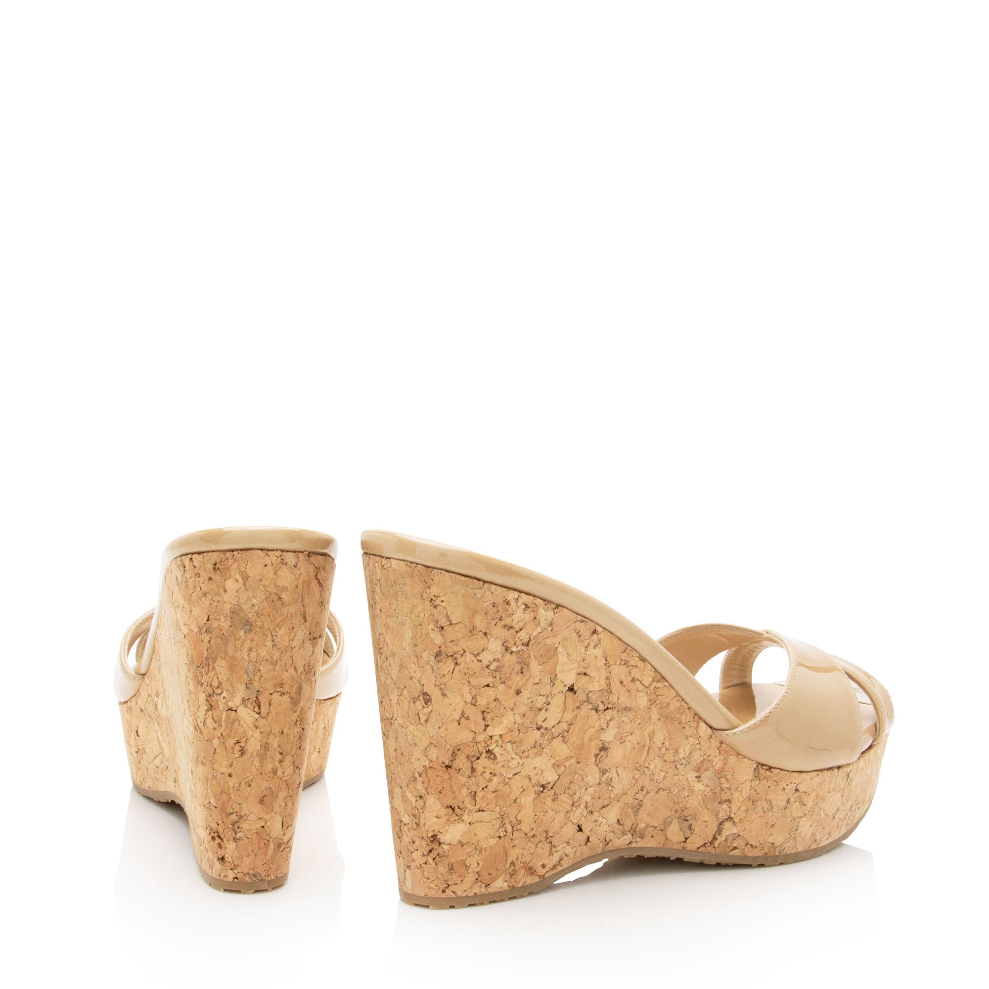 Jimmy Choo Patent Leather Cork Wedge Sandals - Size 8 / 38 - FINAL SALE