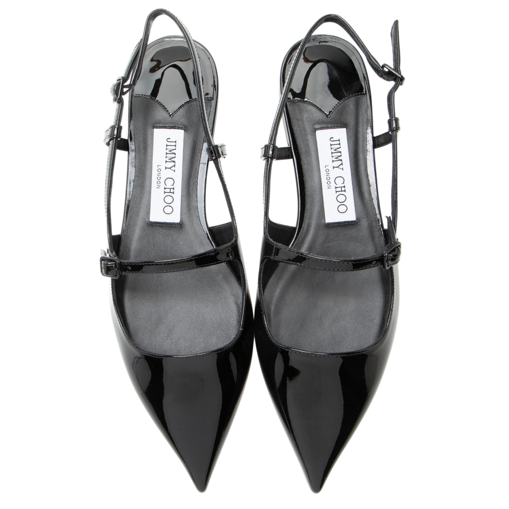 Jimmy Choo Patent Leather Didi Slingback Flats - Size 7.5 / 37.5