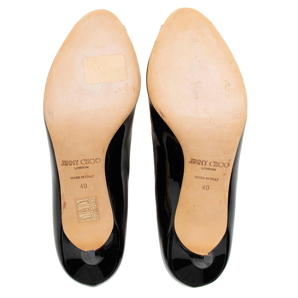 Jimmy Choo Patent Leather Isabel Peep Toe Pumps - Size 10 / 40 (SHF-16982)