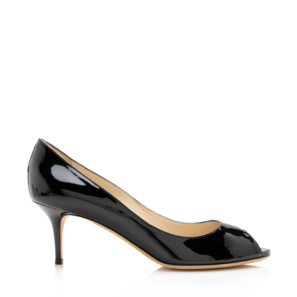 Jimmy Choo Patent Leather Isabel Peep Toe Pumps - Size 10 / 40 (SHF-16982)