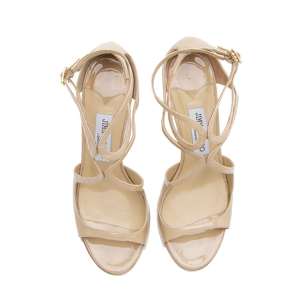 Jimmy Choo Patent Leather Ivette Strappy Sandals - Size 8 / 38 (SHF-23714)