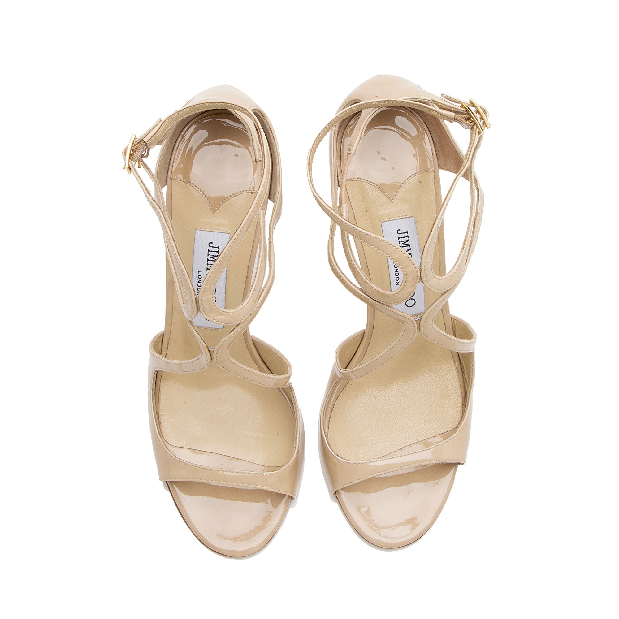 Jimmy Choo Patent Leather Ivette Strappy Sandals - Size 8 / 38 (SHF-23714)