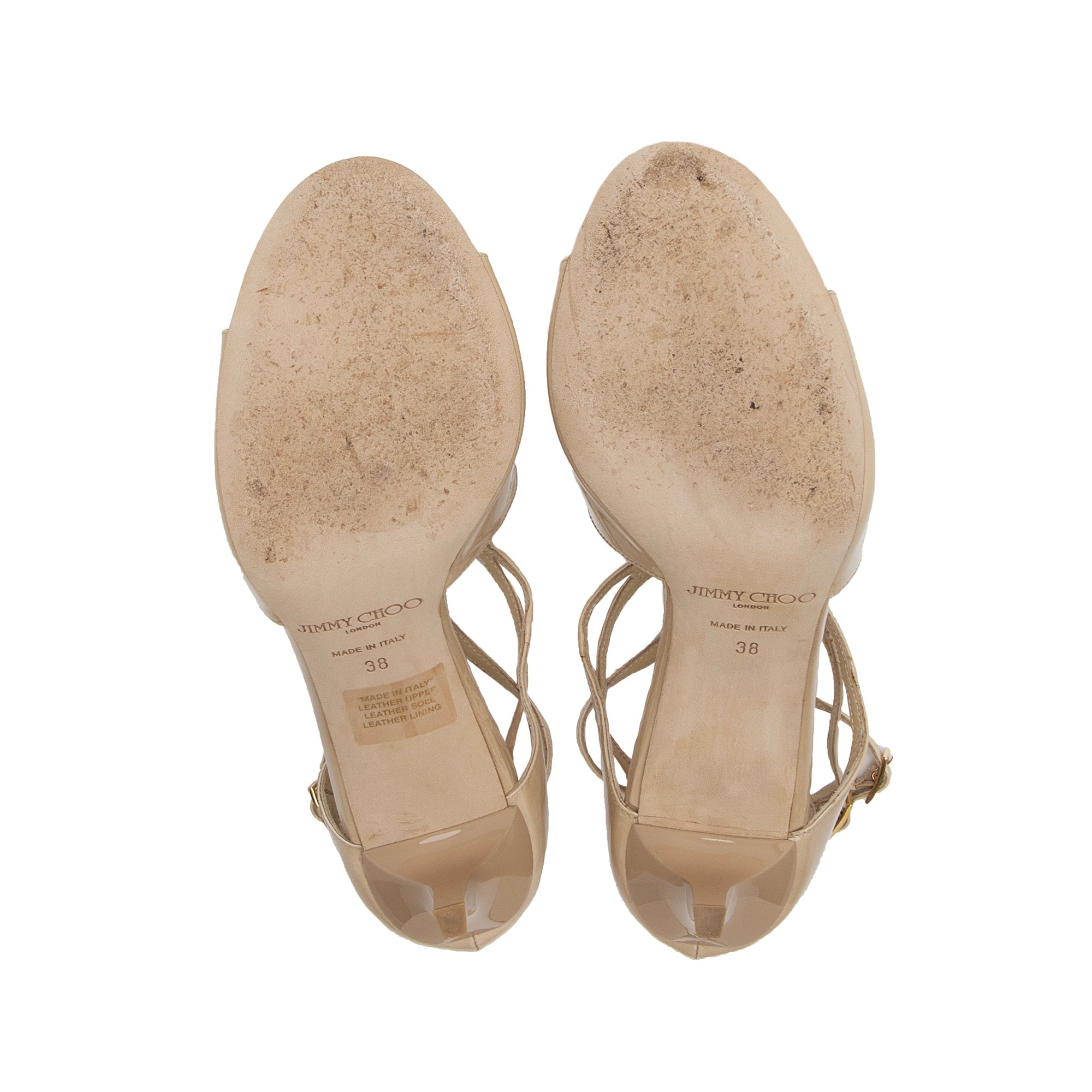 Jimmy Choo Patent Leather Ivette Strappy Sandals - Size 8 / 38 (SHF-23714)