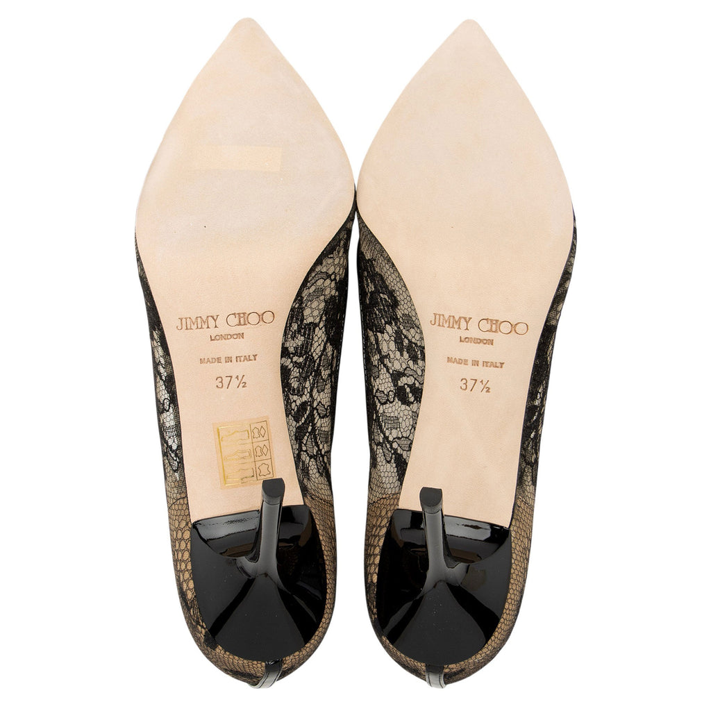Jimmy Choo Patent Leather Lace Amika Pumps - Size 7.5 / 37.5