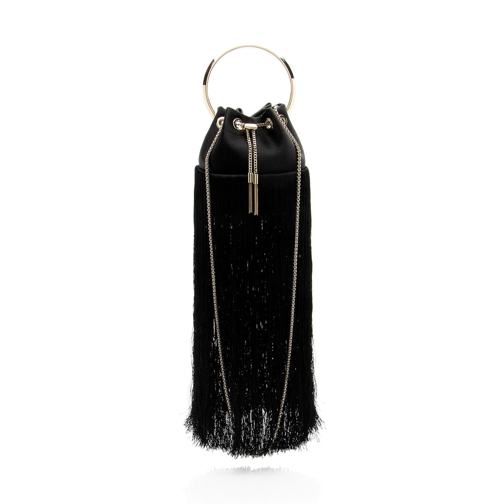Jimmy Choo Satin Fringe Bon Bon Bucket Bag