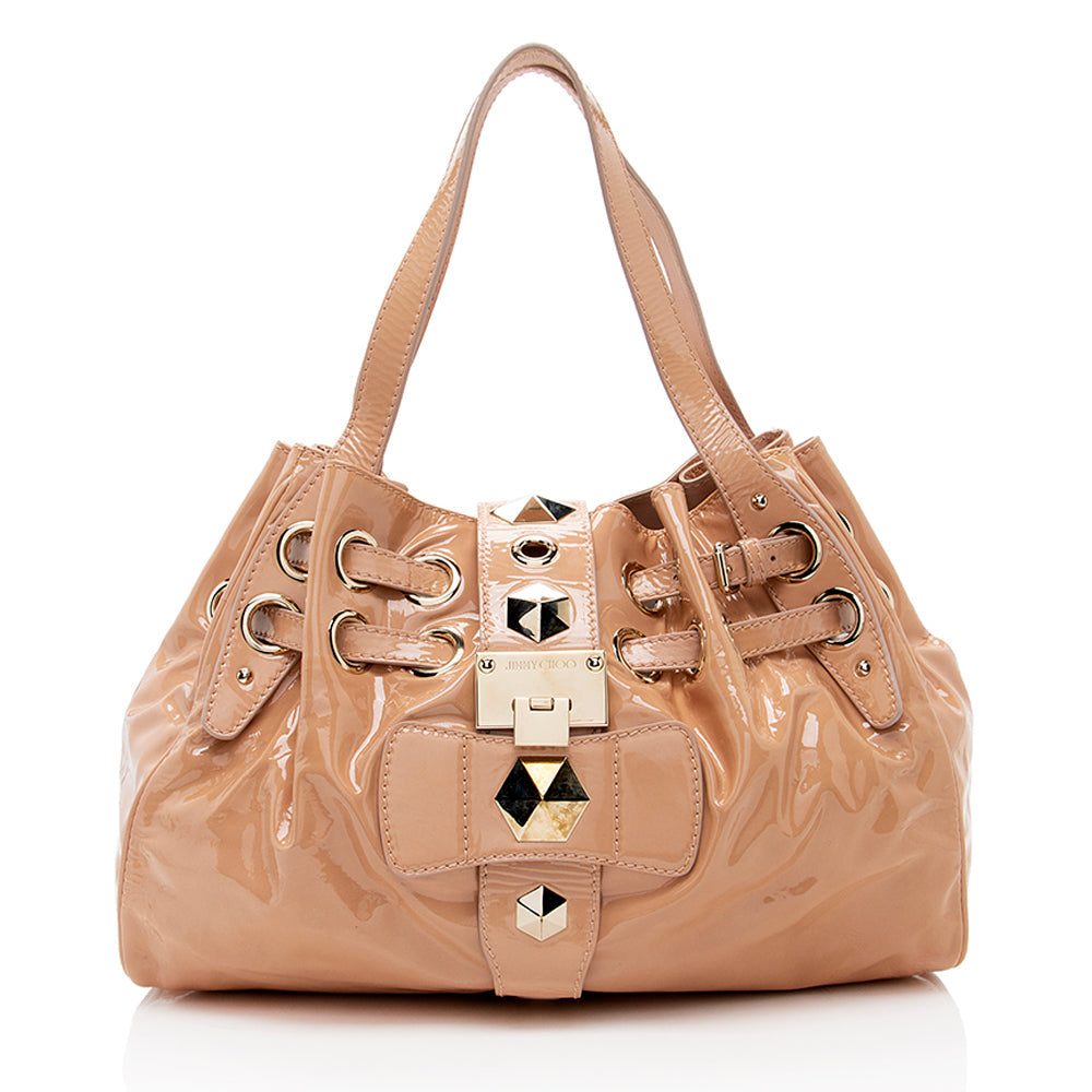 Jimmy Choo Studded Patent Leather Ramona Shoulder Bag (SHF-17806)