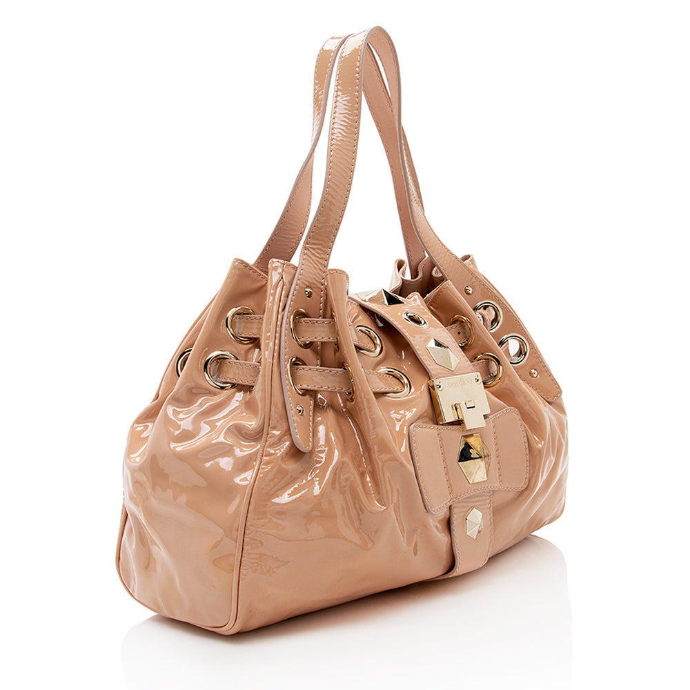 Jimmy Choo Studded Patent Leather Ramona Shoulder Bag (SHF-17806)
