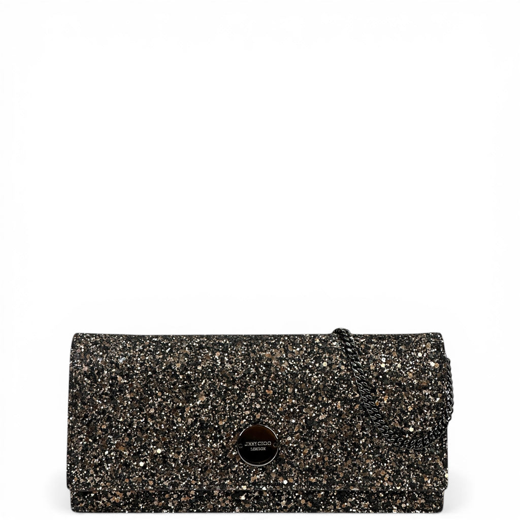 Jimmy Choo Finley Shoulder Bag Bronze Coarse Glitter