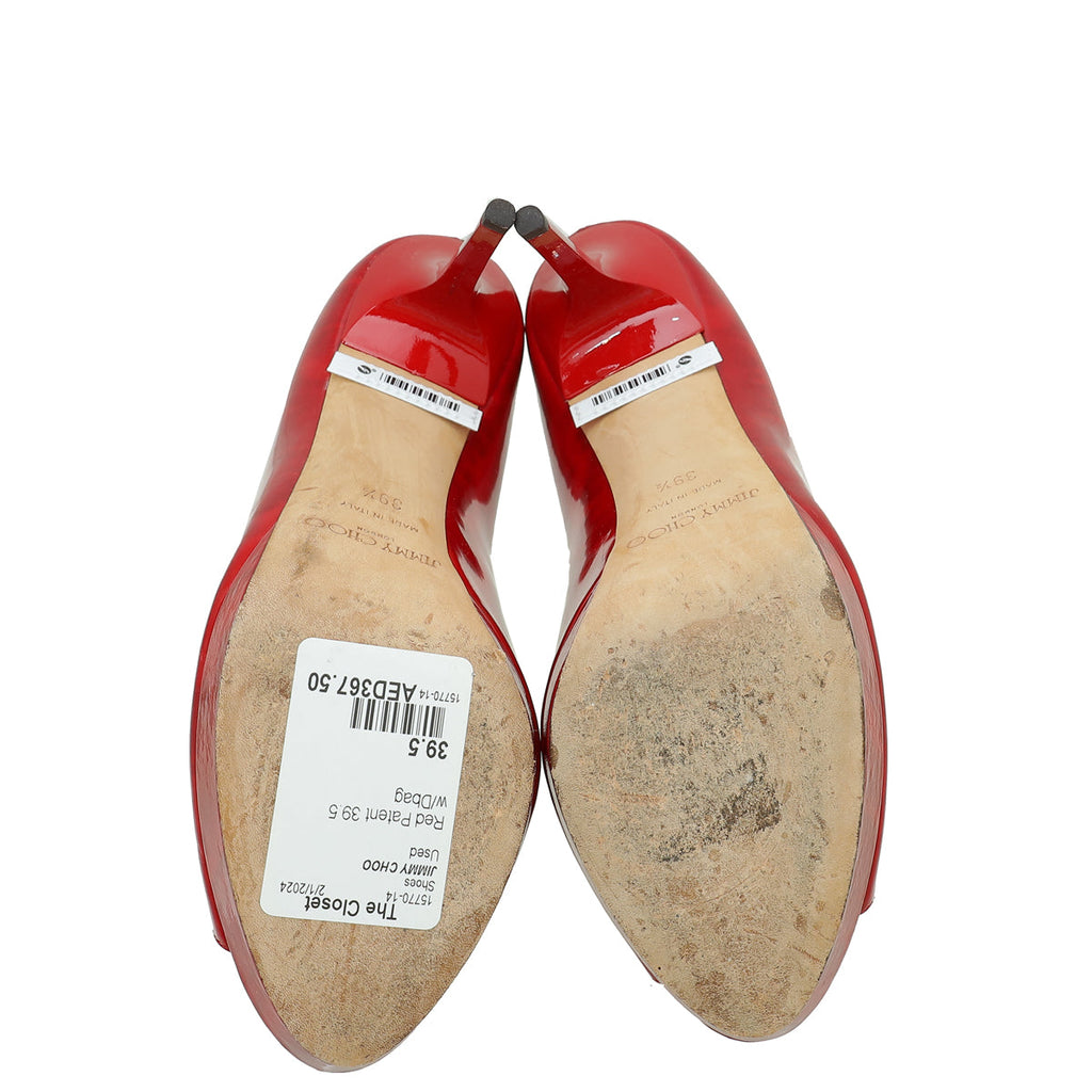 Jimmy Choo Red Peep toe Platform Pumps 39.5
