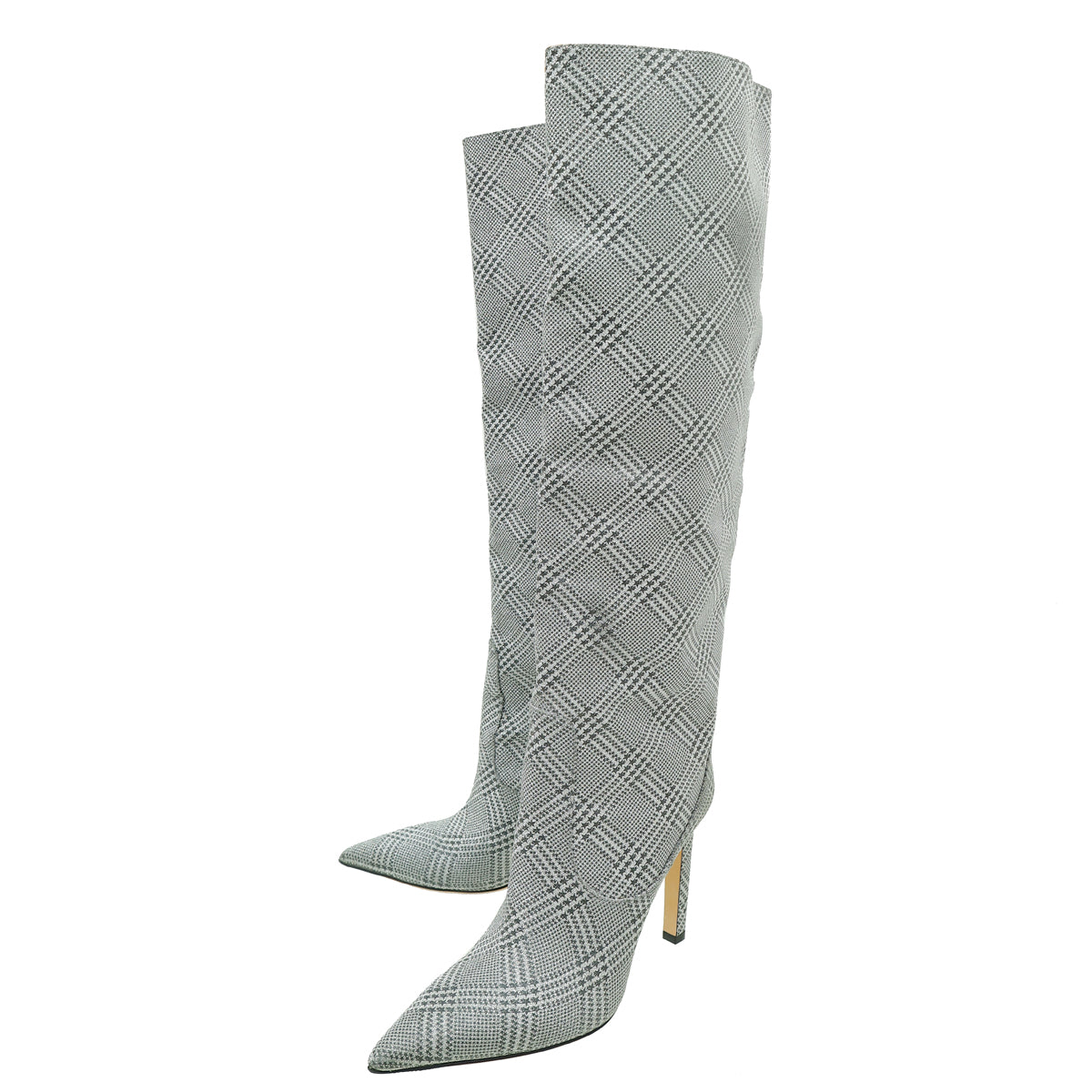 Jimmy Choo Metallic Silver Glitter Knee High Boots 39