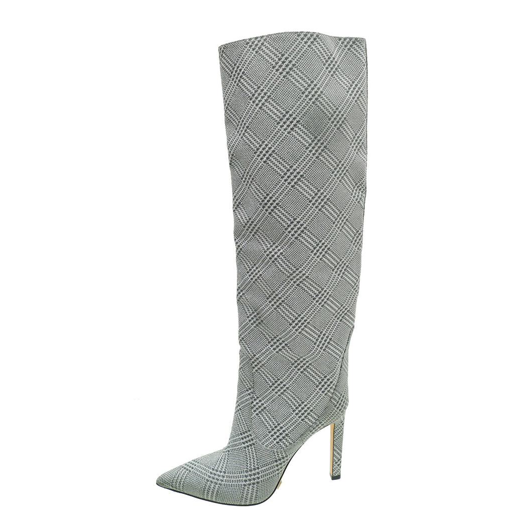 Jimmy Choo Metallic Silver Glitter Knee High Boots 39