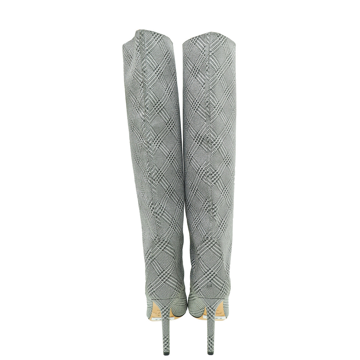 Jimmy Choo Metallic Silver Glitter Knee High Boots 39