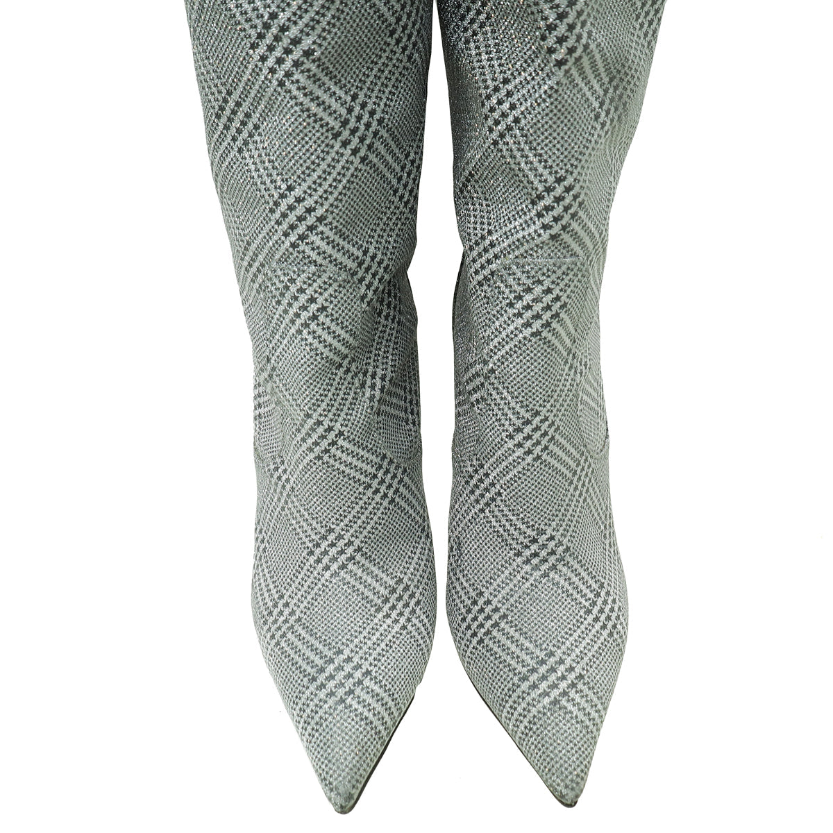 Jimmy Choo Metallic Silver Glitter Knee High Boots 39