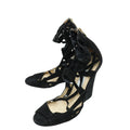 Jimmy Choo Black Suede Strappy Ankle Zip Wedge 40