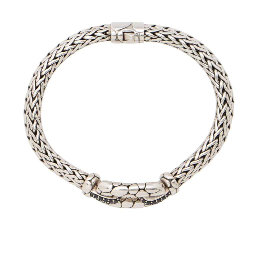John Hardy Sterling Silver Black Sapphire Kali Pebble Station Bracelet