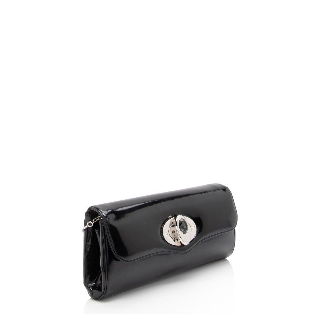 Judith Leiber Patent Leather Crystal Turnlock Clutch (SHF-D1Or7j)