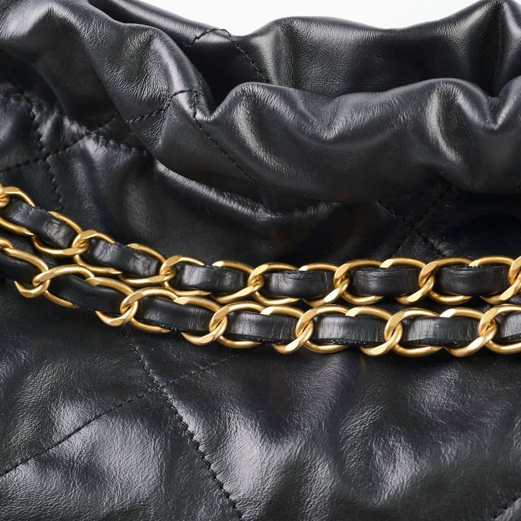Chanel Medium 22 Bag Black Microchip