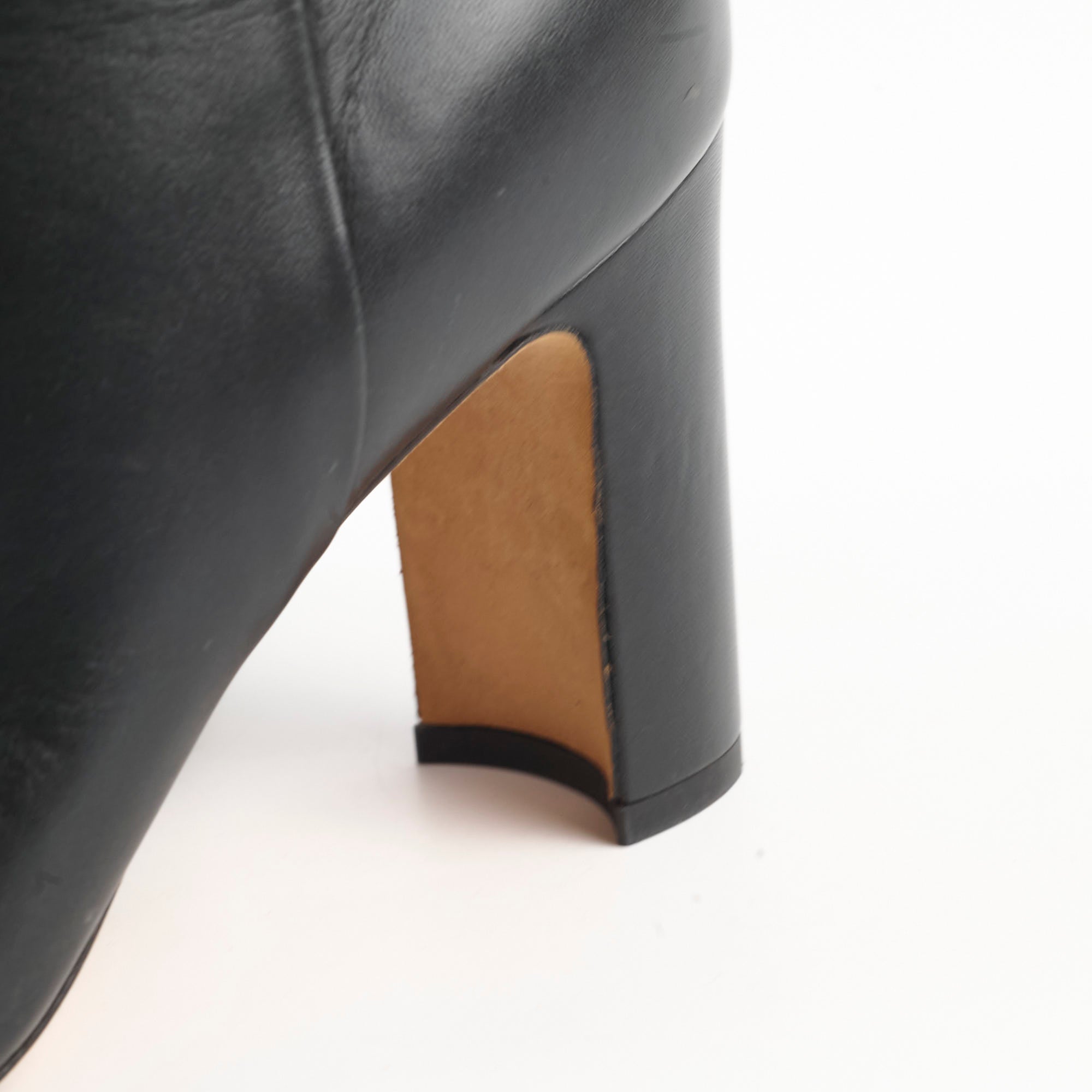 Chanel Women's Leather Open Toe Boots Black  Size 36.5