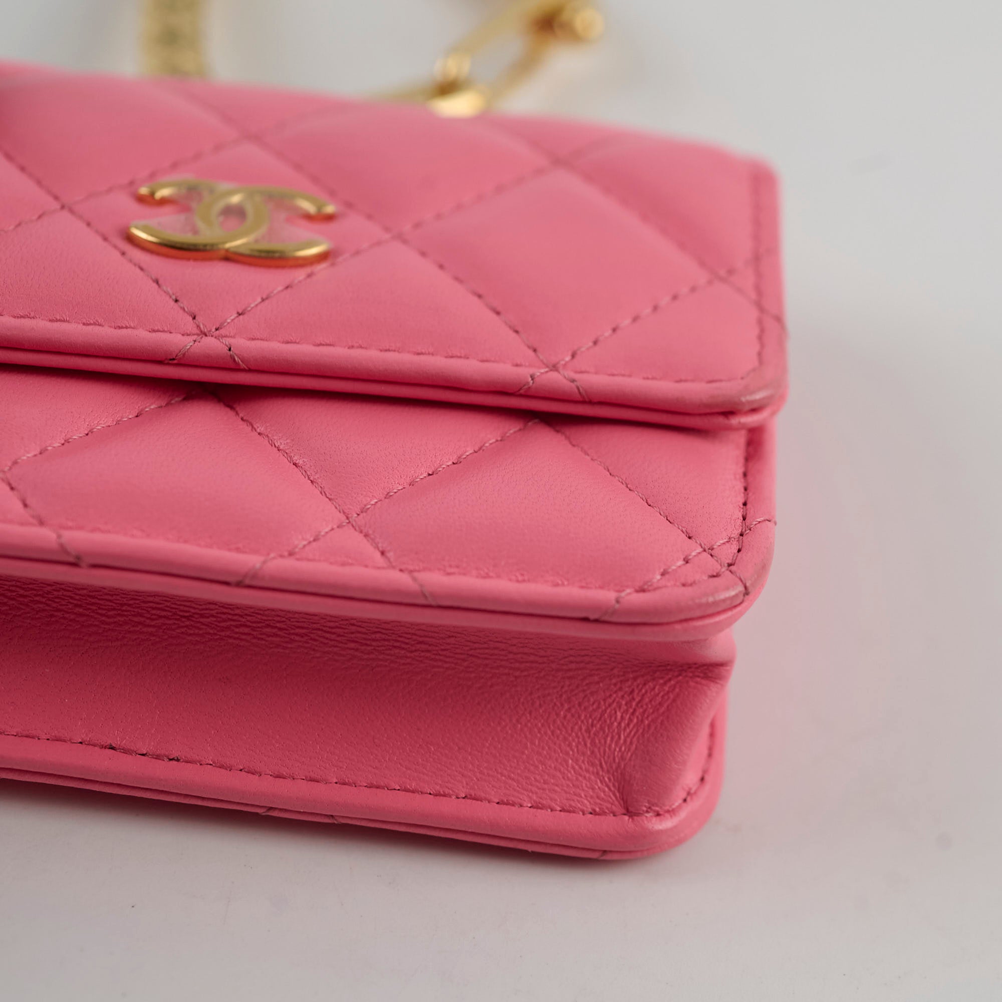 Chanel Qulited Mini Hook Card Coin Case Pink 31 Series