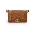 Chanel Small Chevron Boy Dark Beige 28 Series
