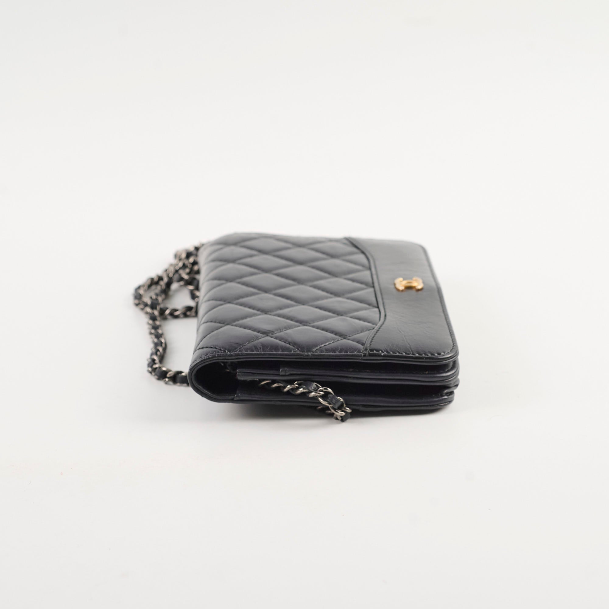 Chanel Calfskin Wallet on Chain WOC Black