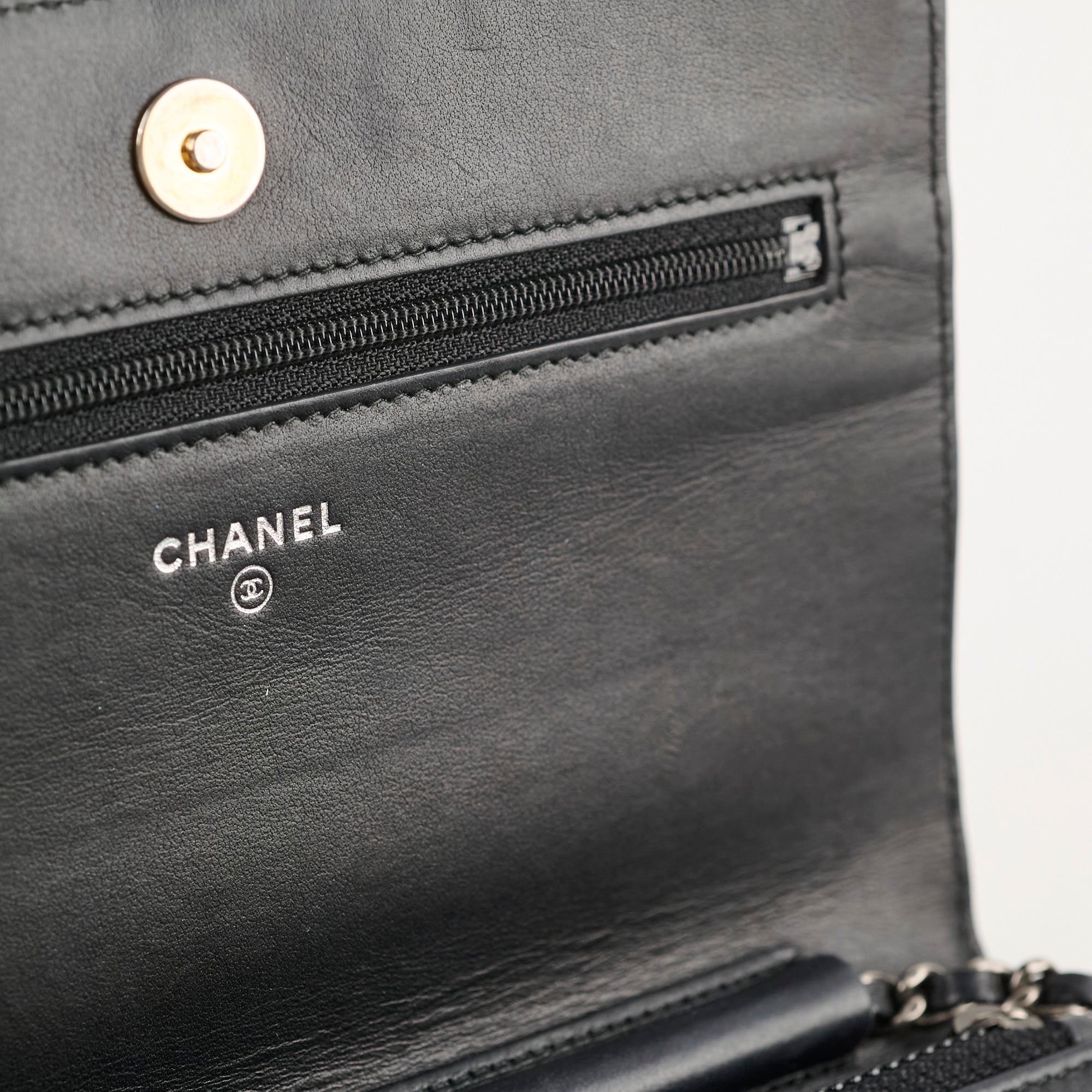 Chanel Calfskin Wallet on Chain WOC Black