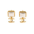 Chanel Square Pearl Drop CC Earrings