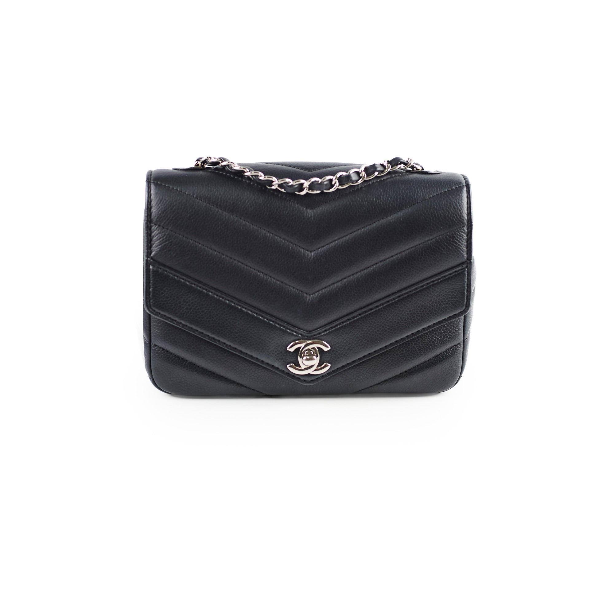 Chanel Caviar Chevron Crossbody Bag Black Series 23