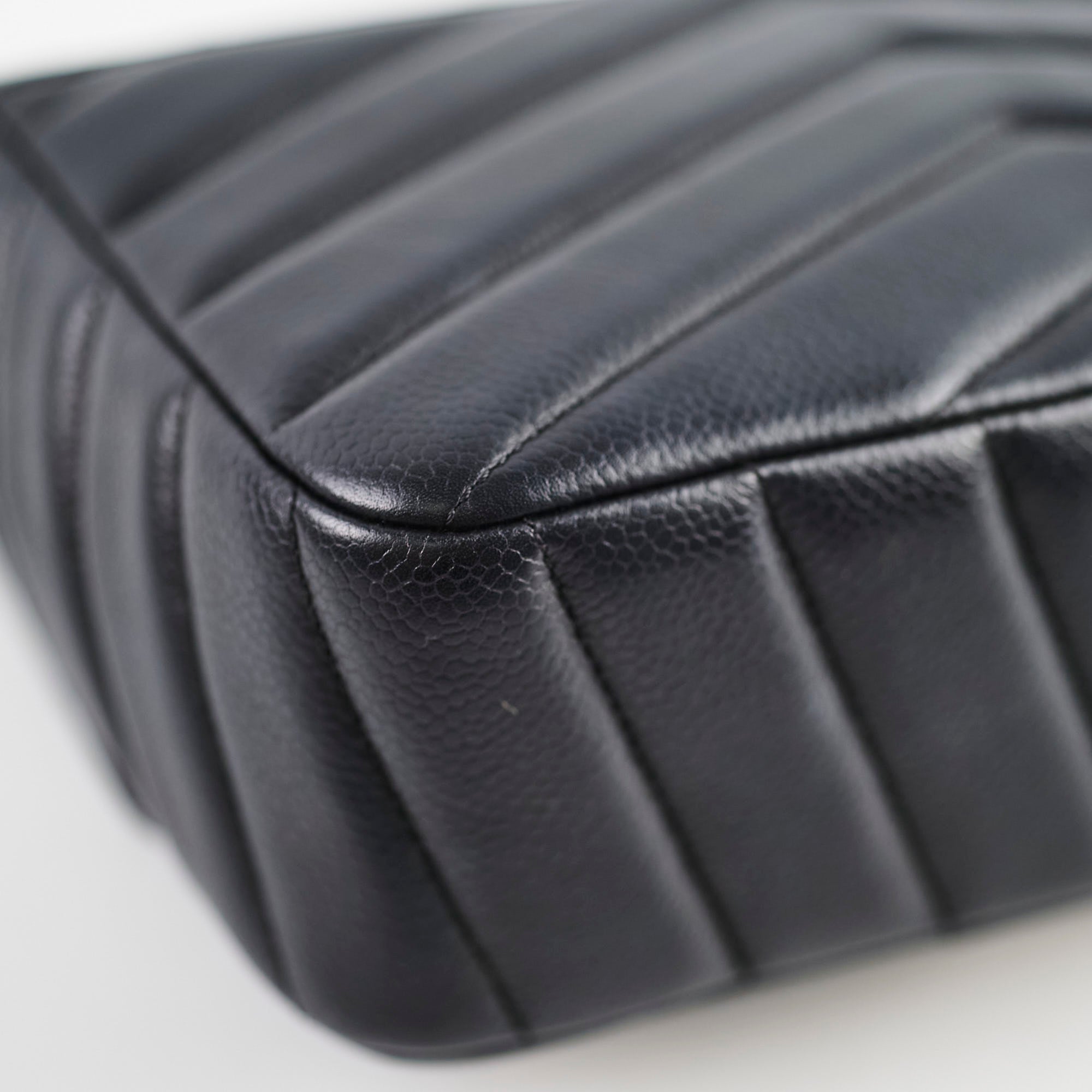 Chanel Caviar Chevron Crossbody Bag Black Series 23