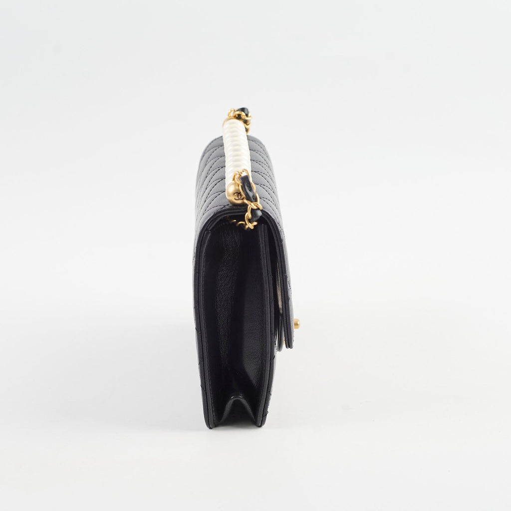 Chanel Seasonal Pearl Flap Bag Black