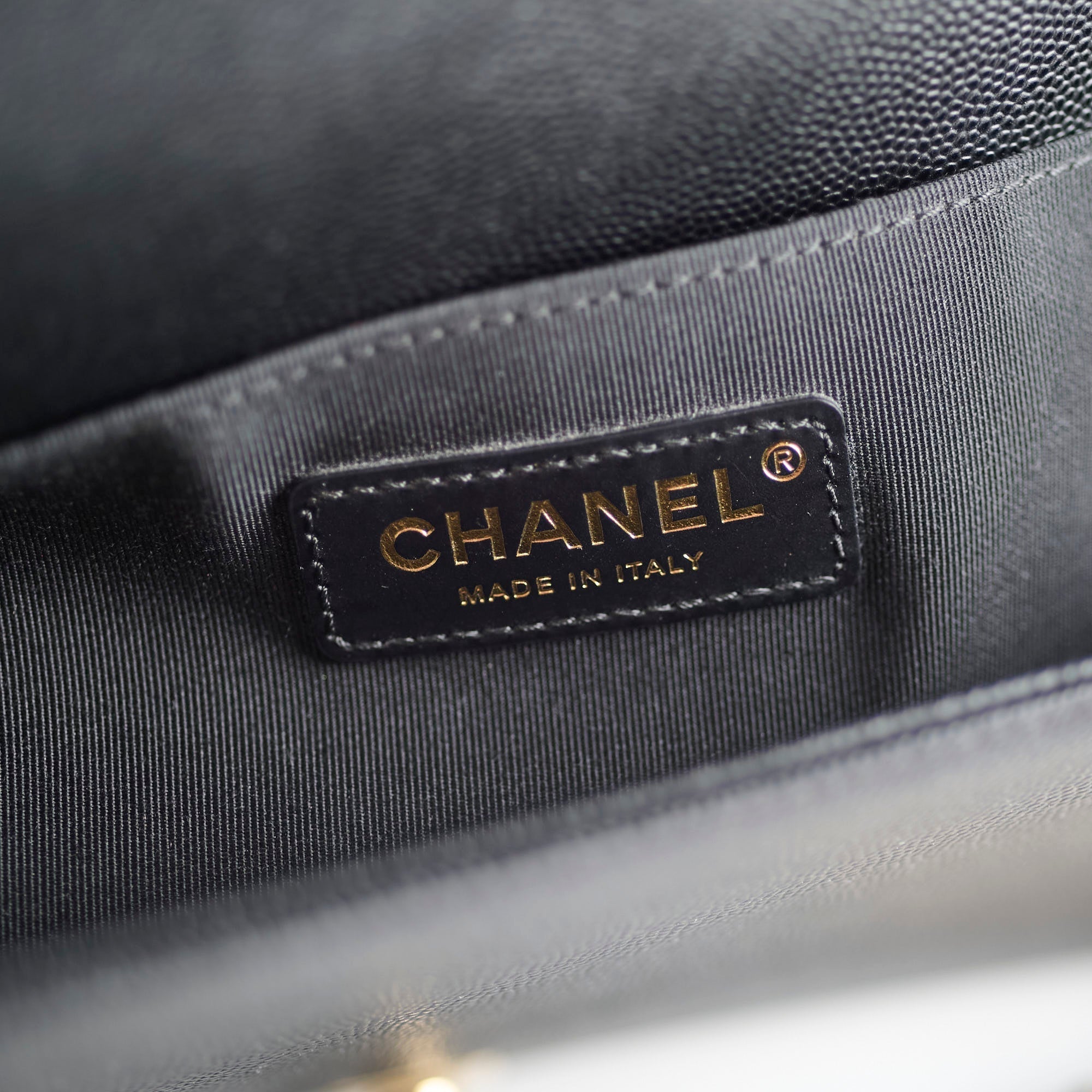 Chanel Boy Old Medium Chevron Caviar Black
