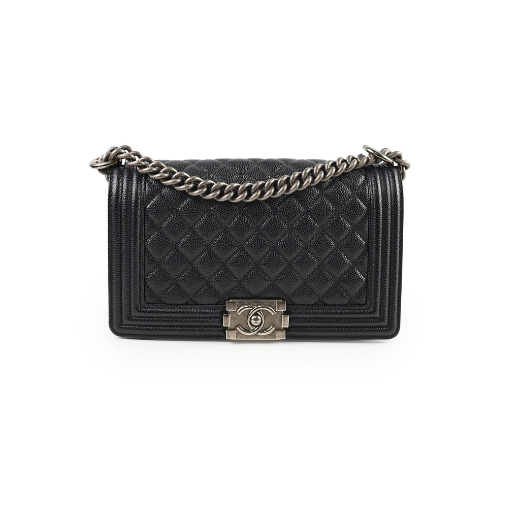 Chanel Old Medium Caviar Boy Black HOLD