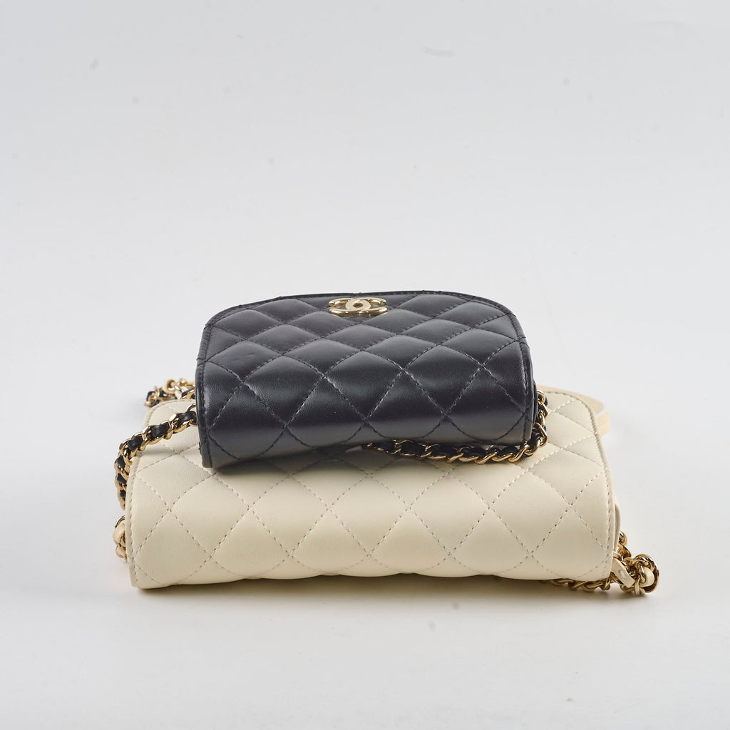 Chanel Side Twin Packs Bag White/Black (27 Series)