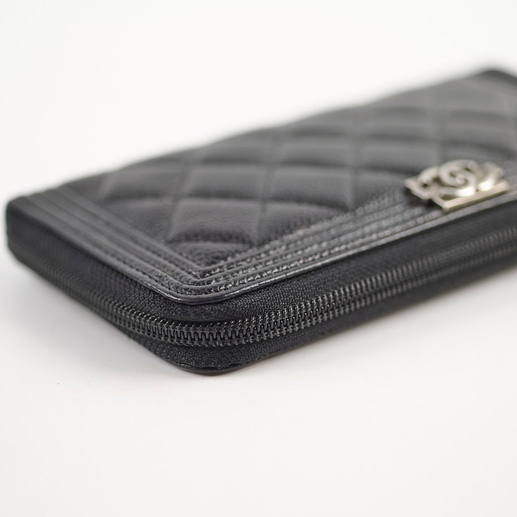 Chanel Boy Caviar Long Wallet Black