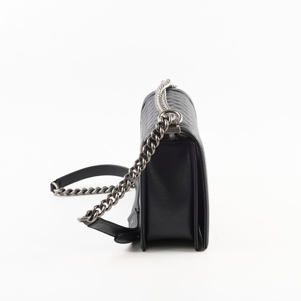 Chanel Caviar New Medium Boy Bag Black Micorchip