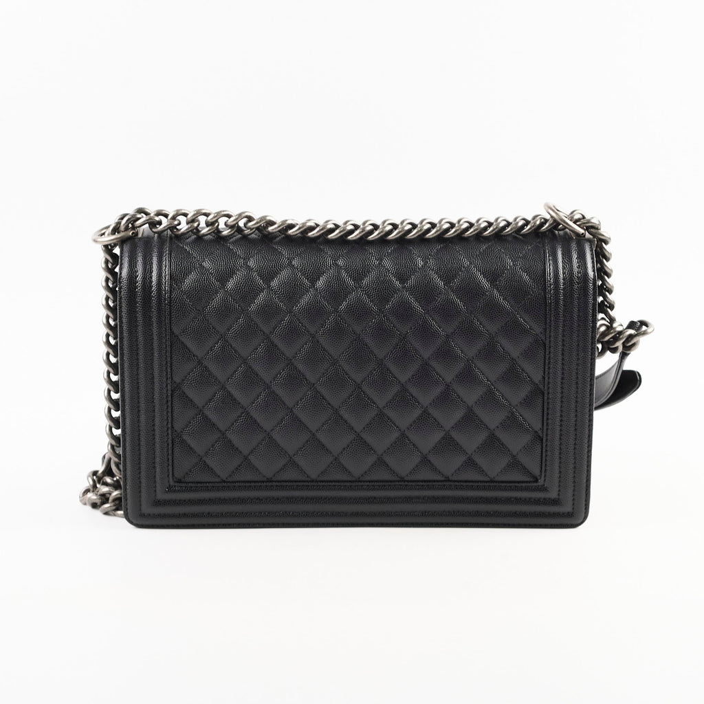 Chanel Caviar New Medium Boy Bag Black Micorchip