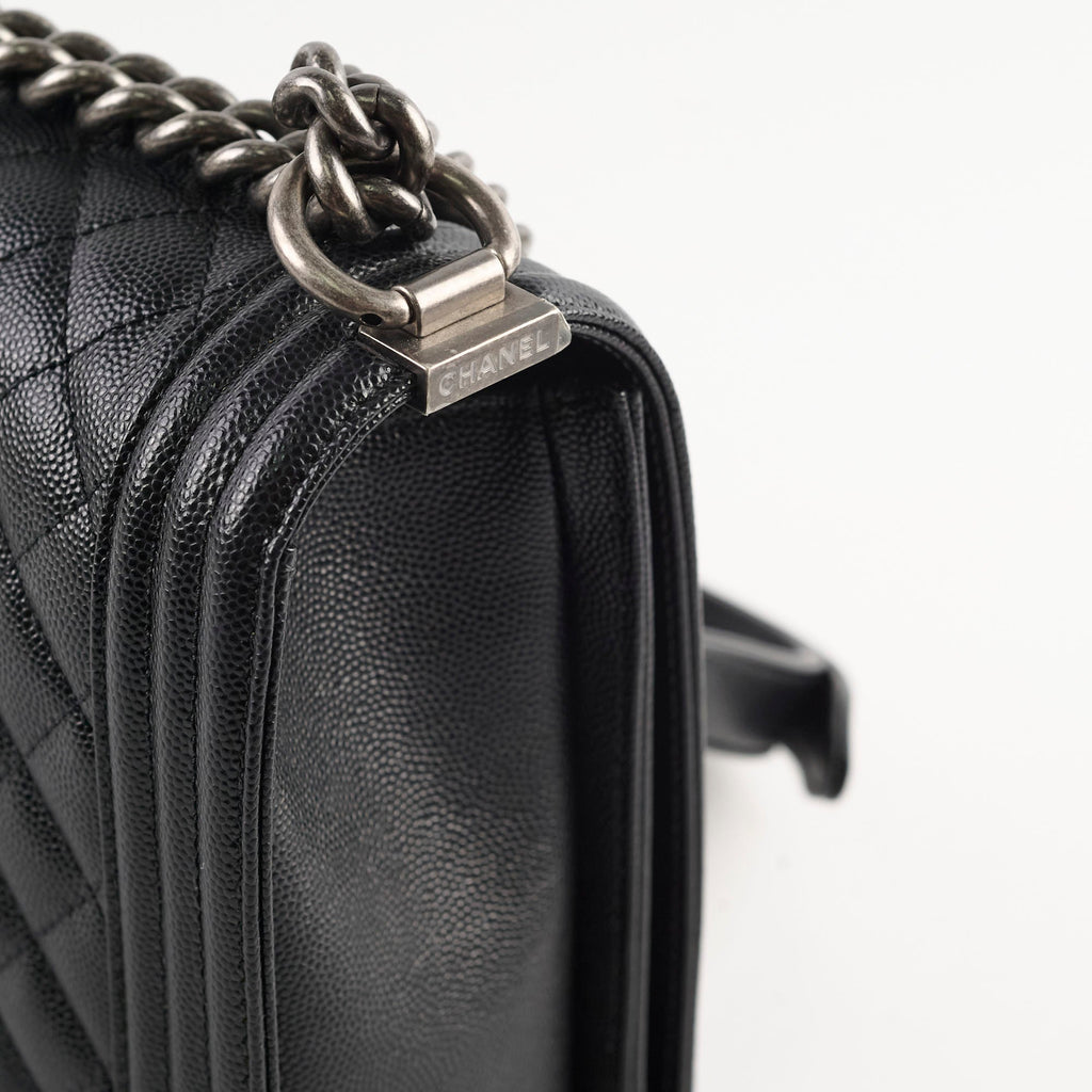 Chanel Caviar New Medium Boy Bag Black Micorchip