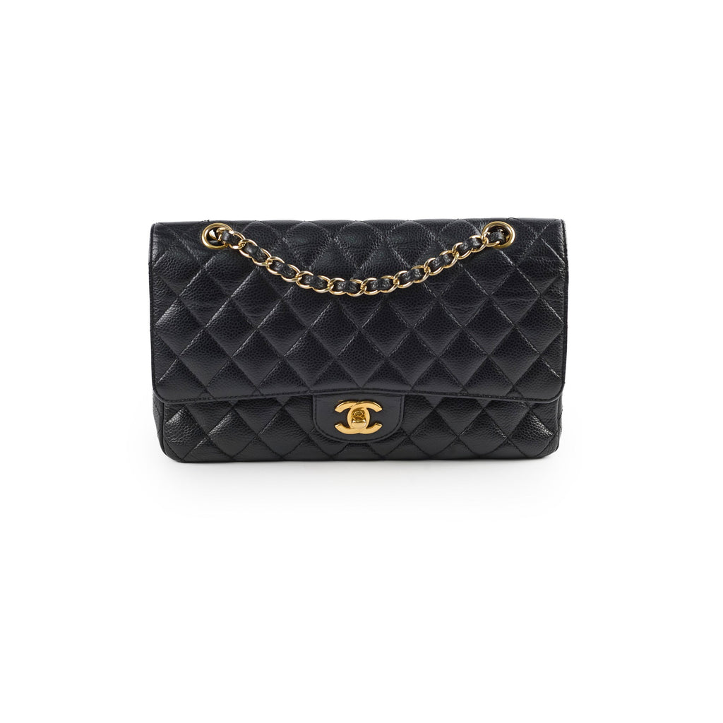 Chanel Medium/Large Caviar Classic Double Flap GHW Black