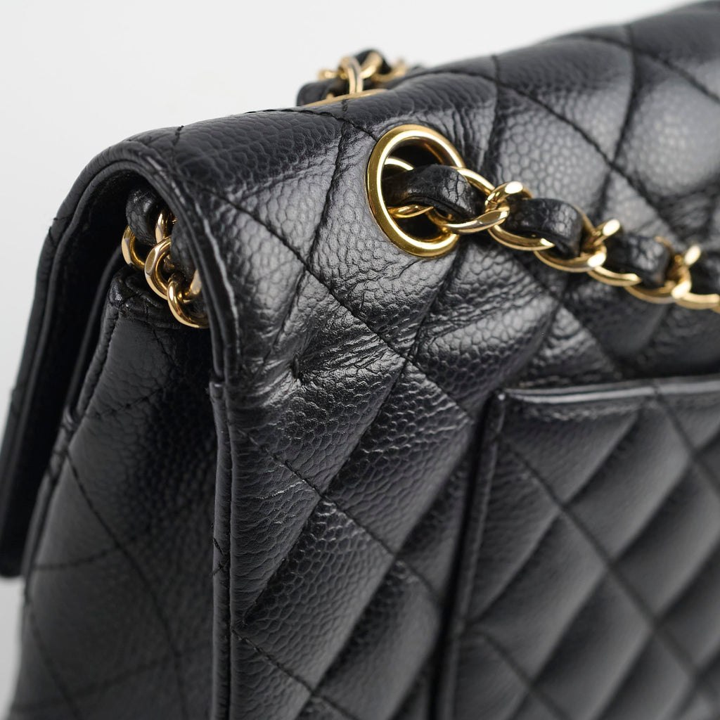 Chanel Medium/Large Caviar Classic Double Flap GHW Black