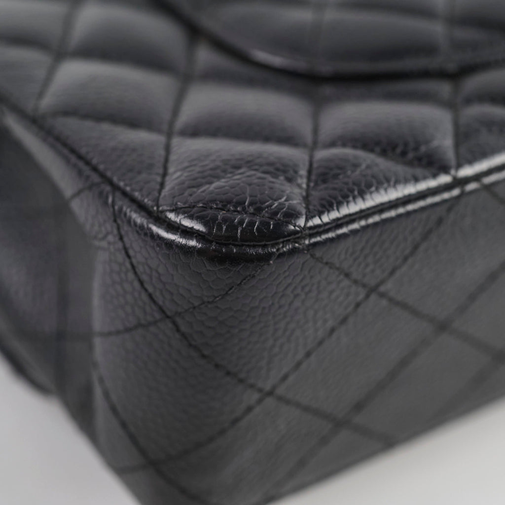 Chanel Medium/Large Caviar Classic Double Flap GHW Black