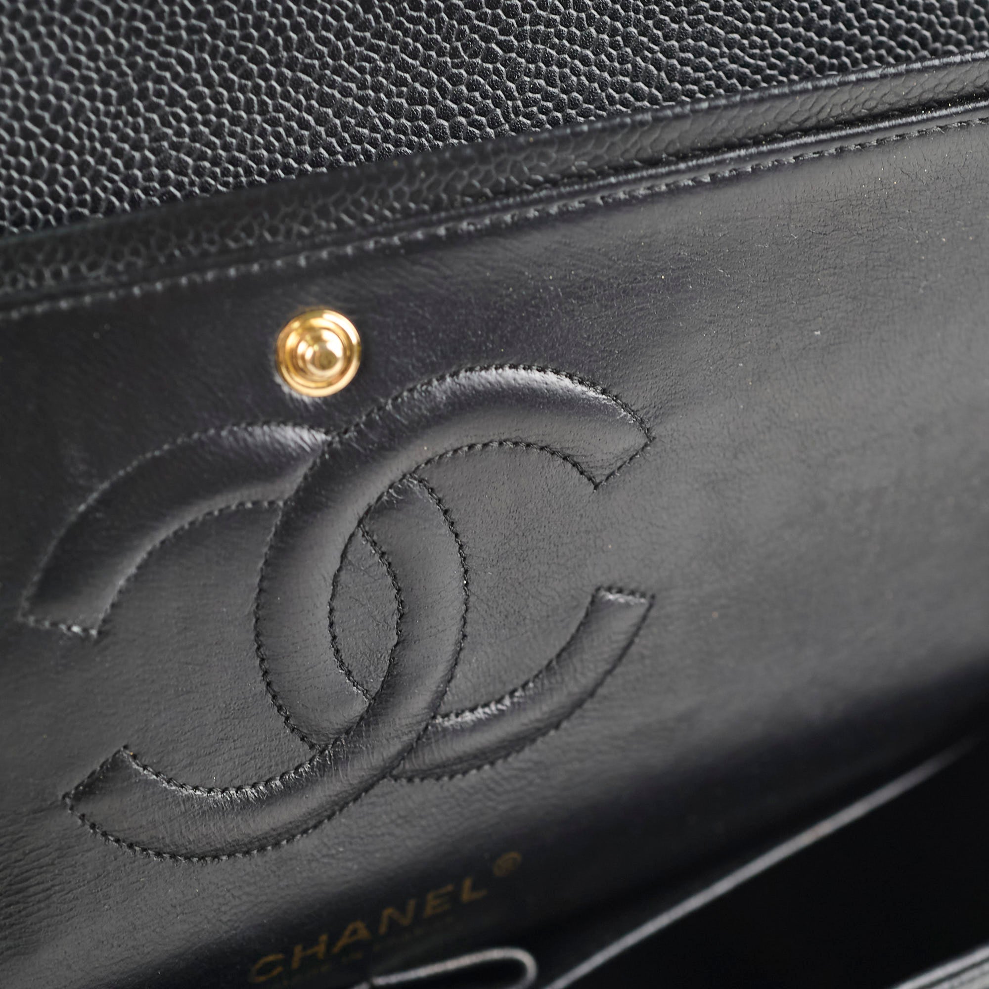 Chanel Medium/Large Caviar Classic Double Flap GHW Black